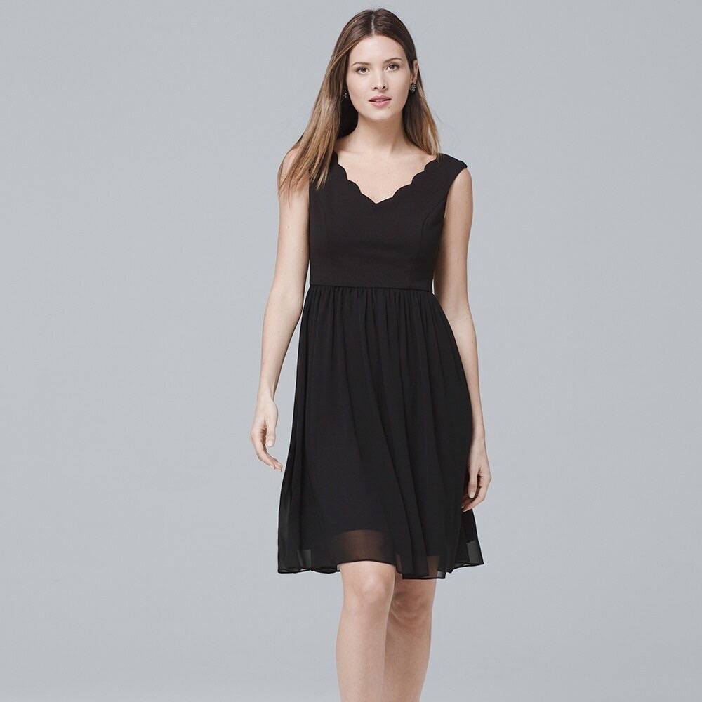 Adriana Papell Scalloped-Neck Fit  and Flare Dress